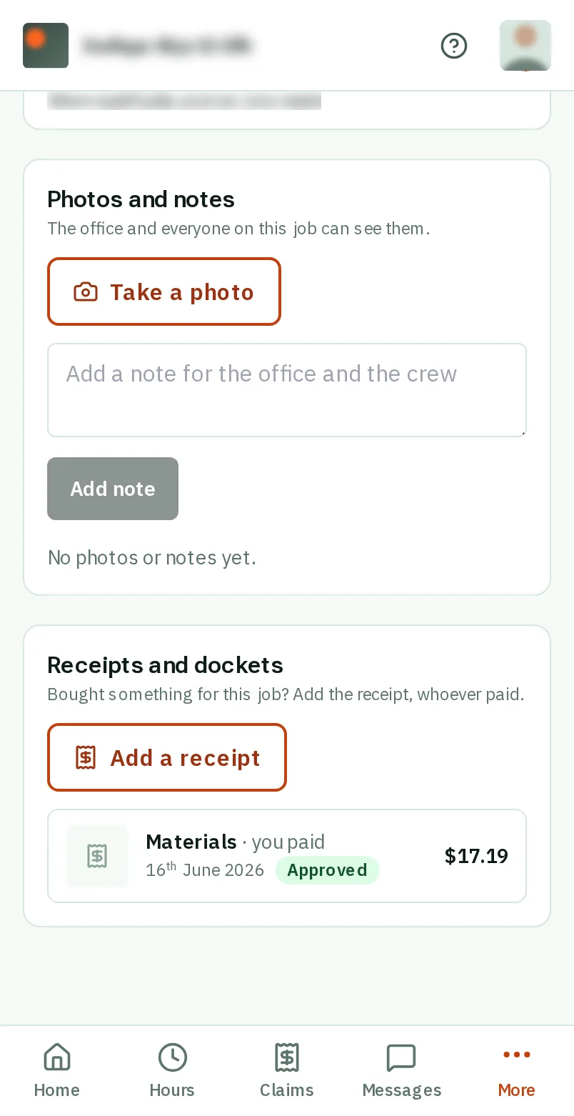 Tap Add a receipt