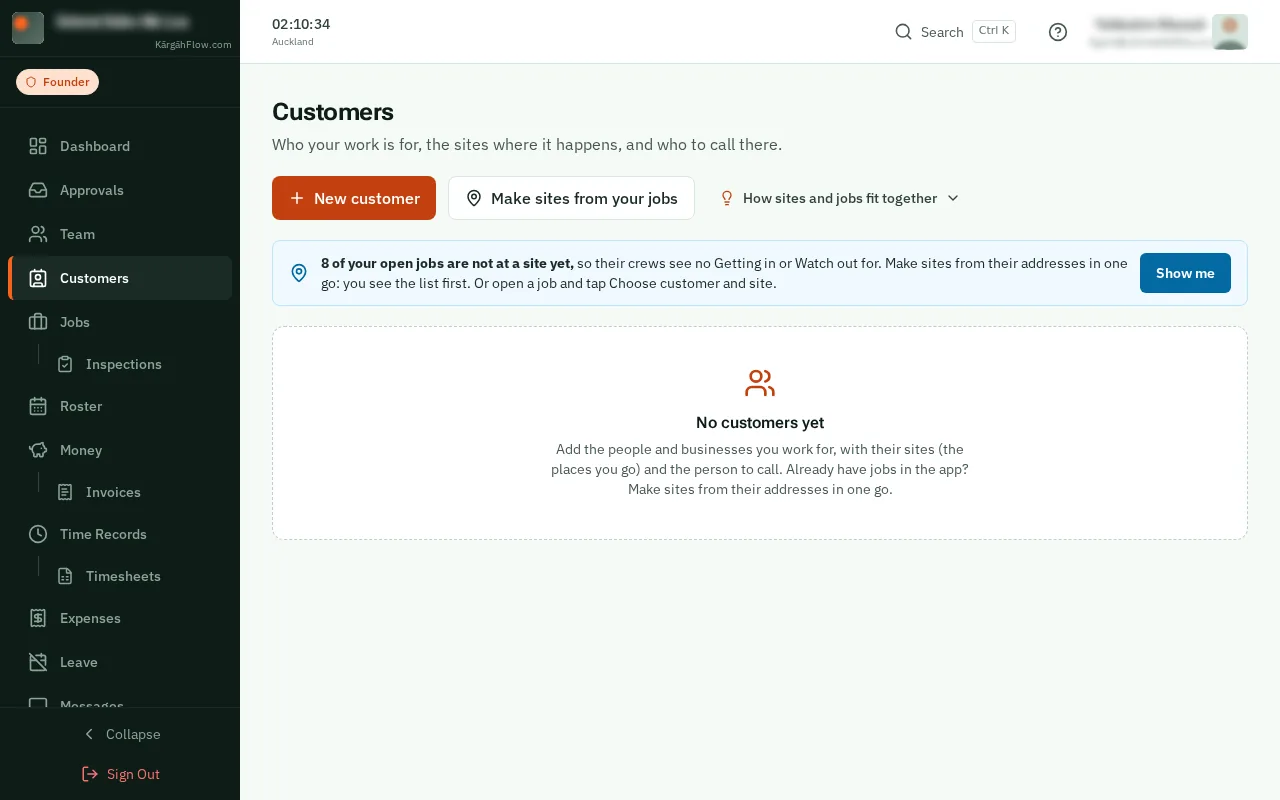 Click New customer