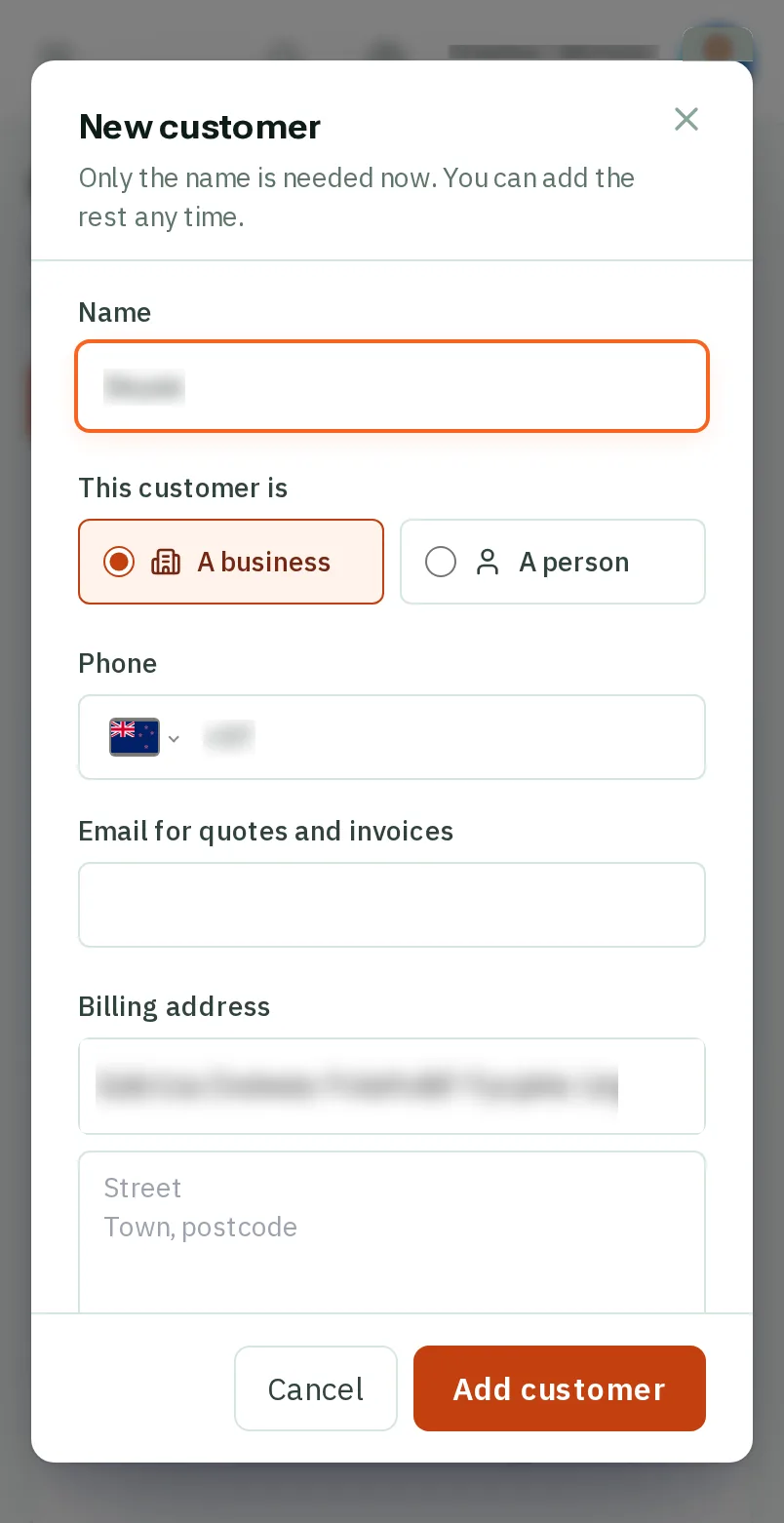 Tap Add customer
