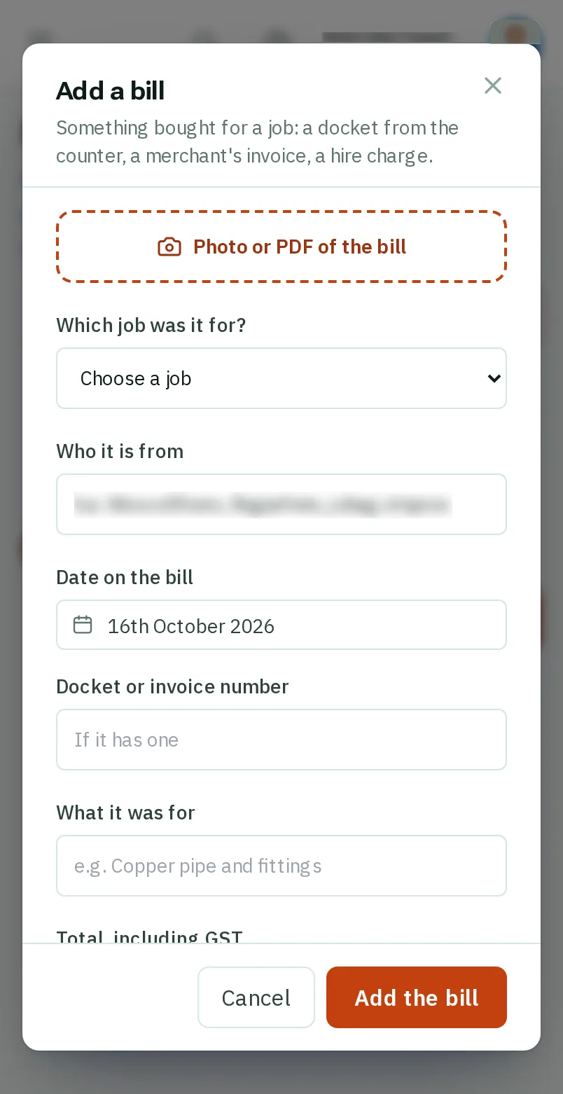 Take a photo of the bill