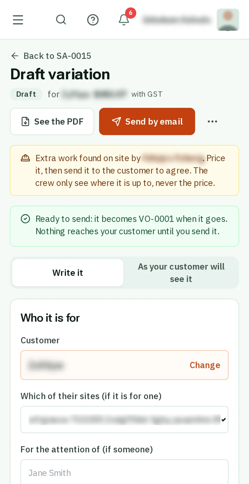 Tap Send by email