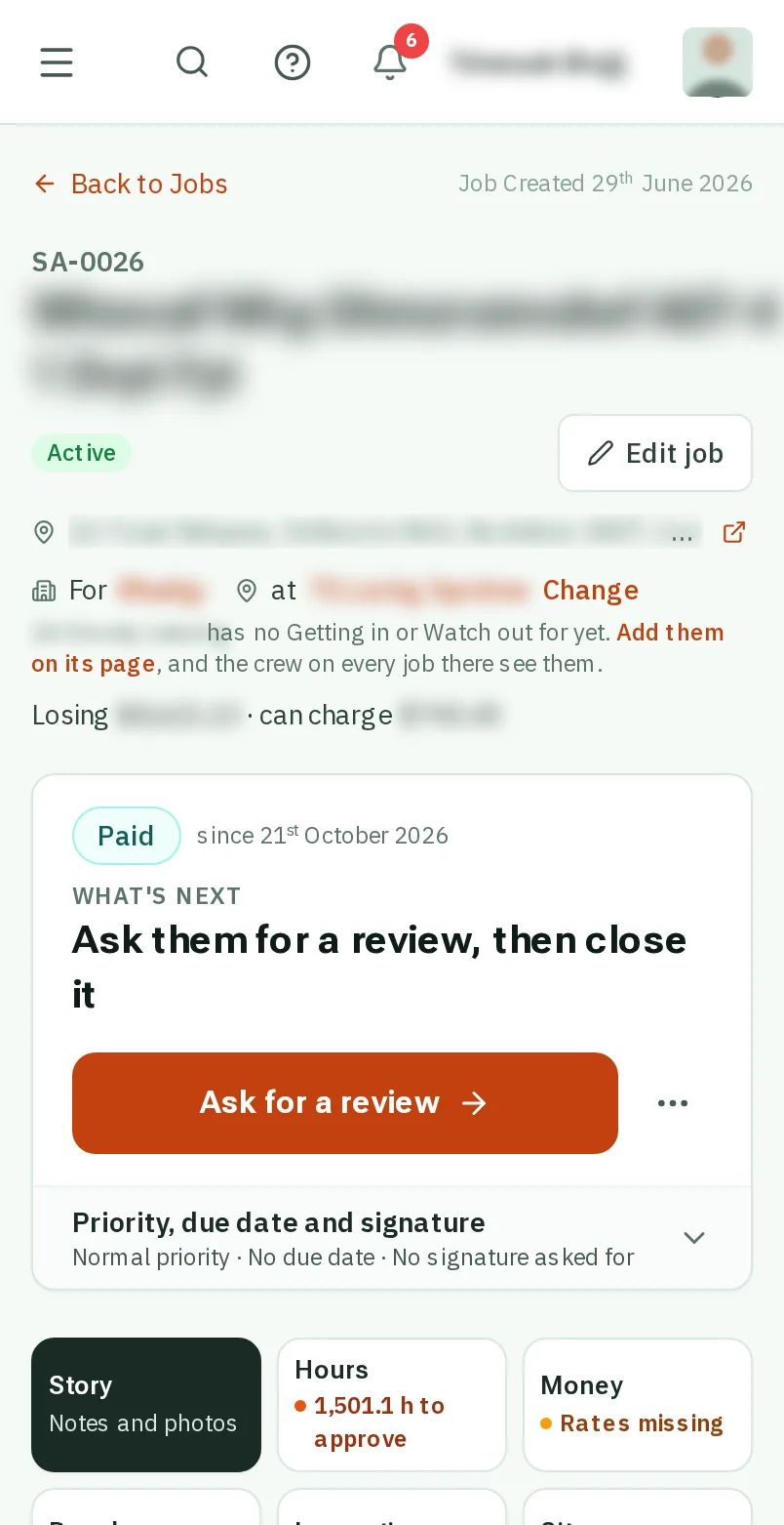 Tap Ask for a review