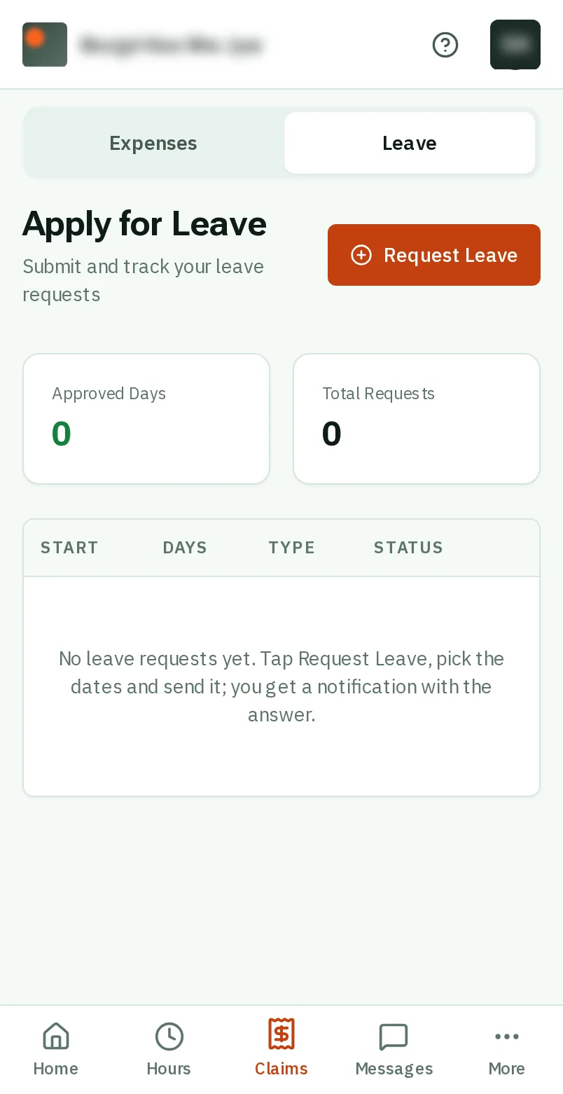 Tap Request Leave