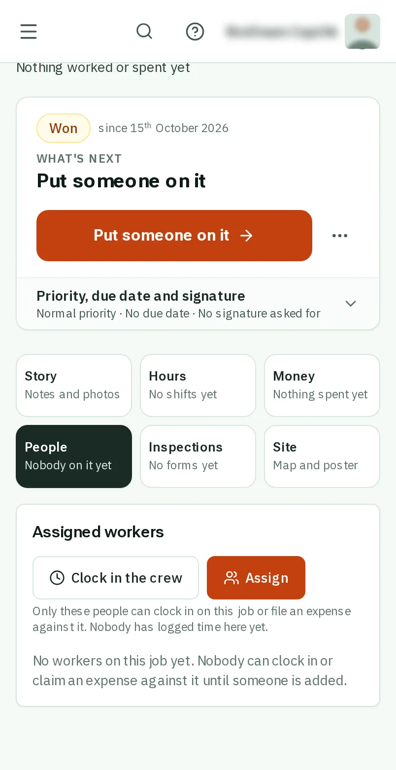 Tap Assign on the job