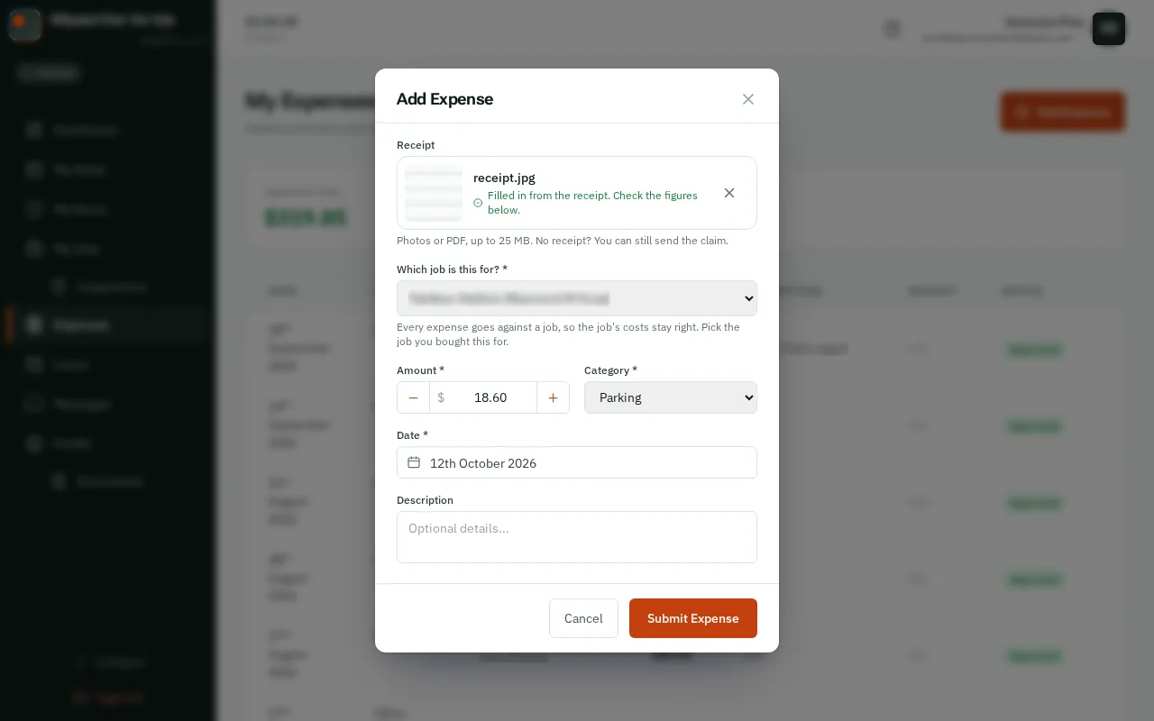 Click Submit Expense