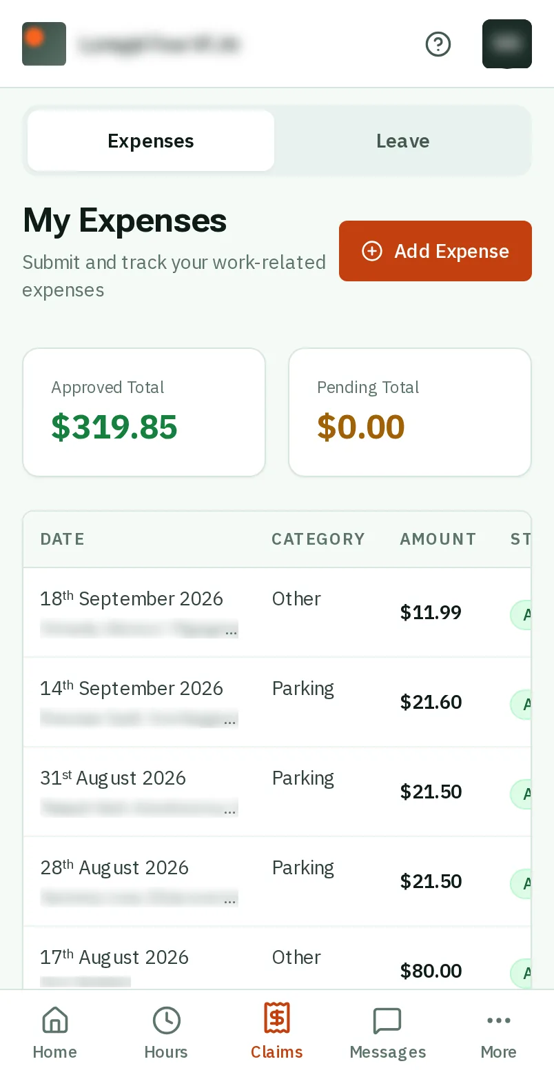 Tap Add Expense
