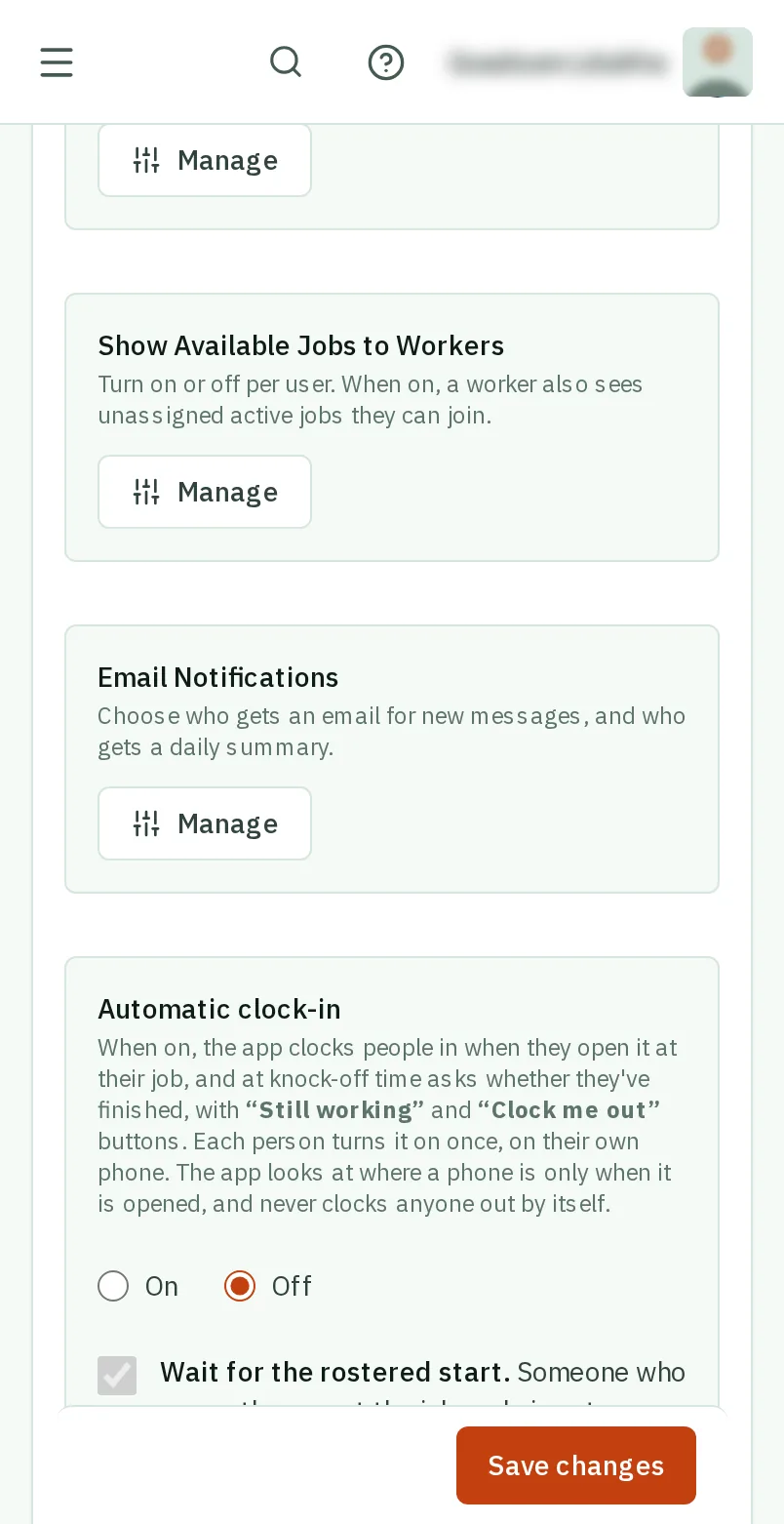 Open the email settings