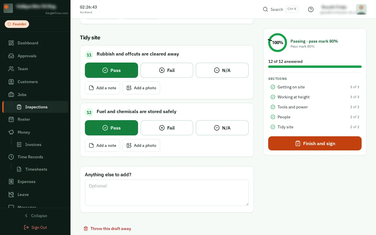 Click Finish and sign