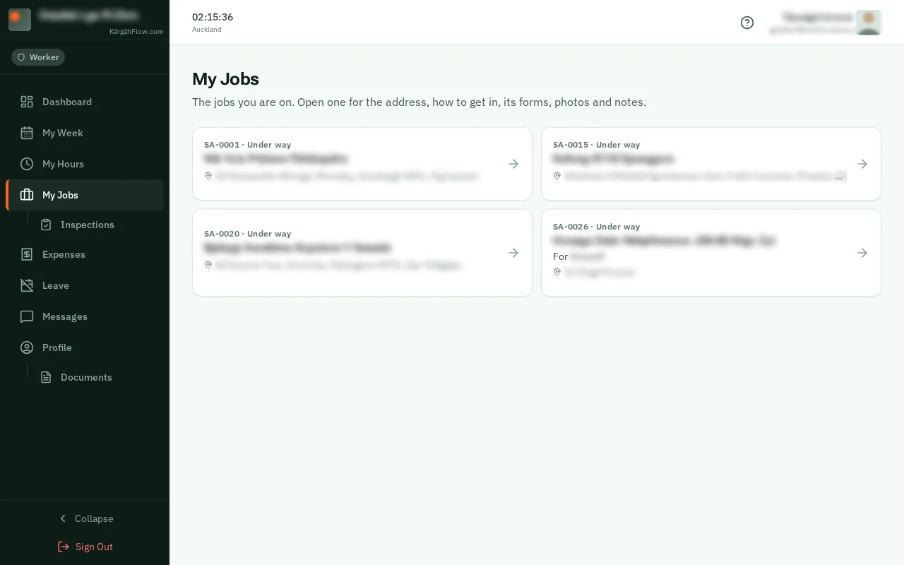 Open the job card