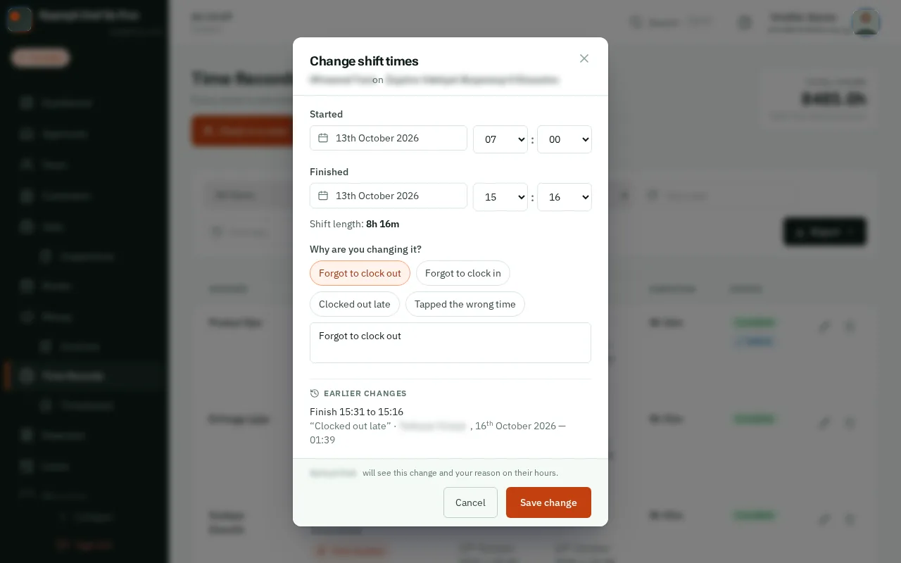 Click Save change