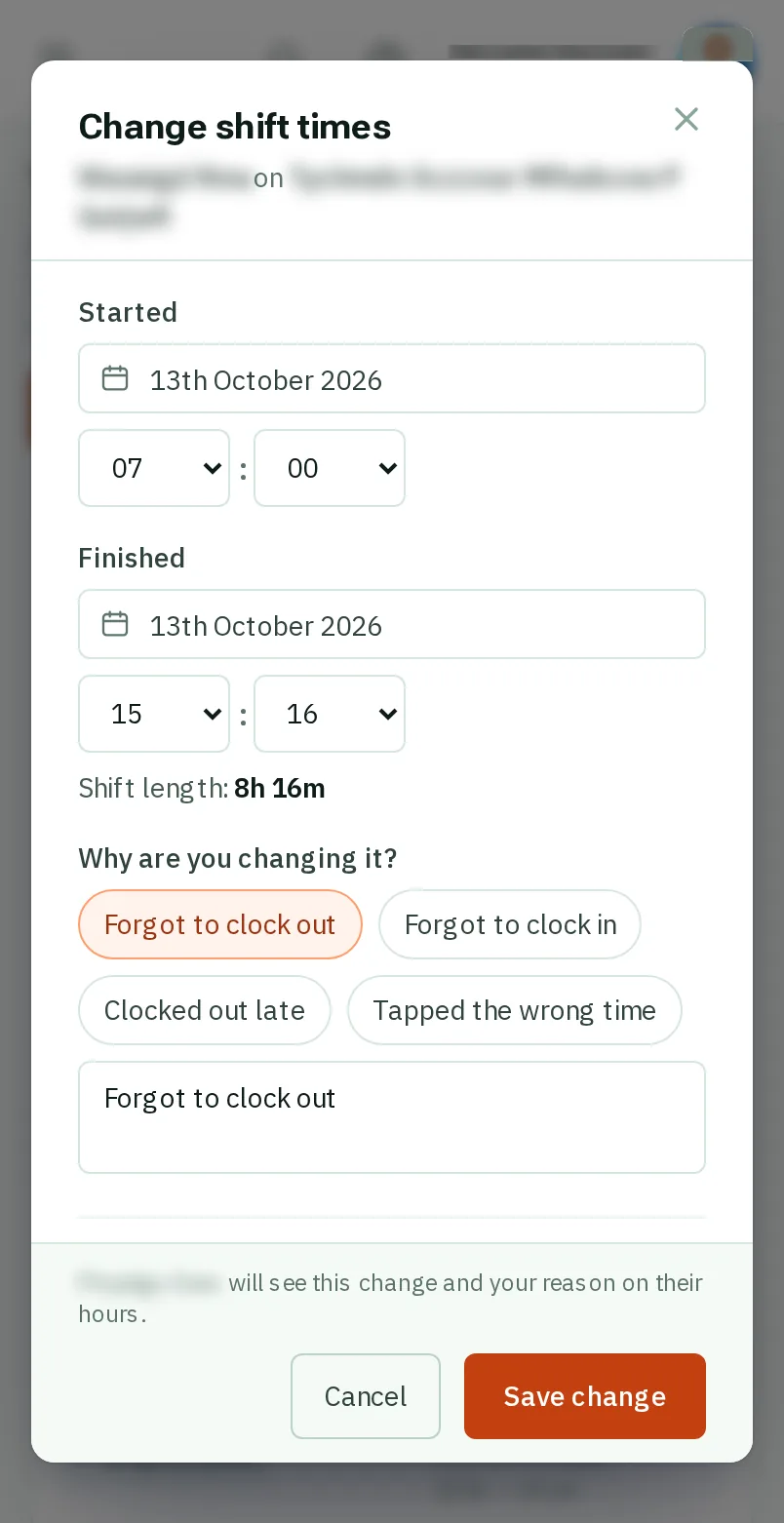Tap Save change