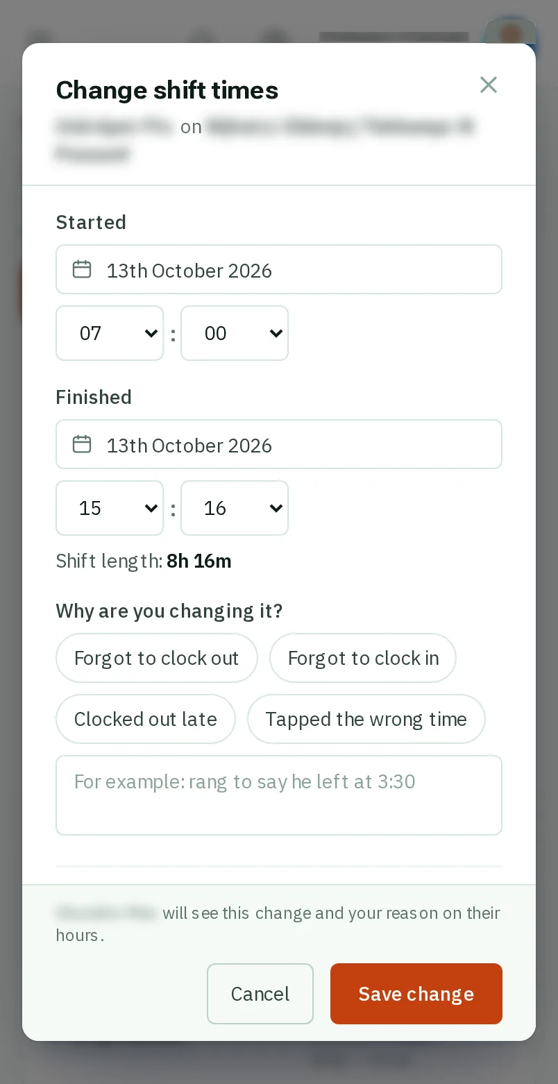 Put the right times in