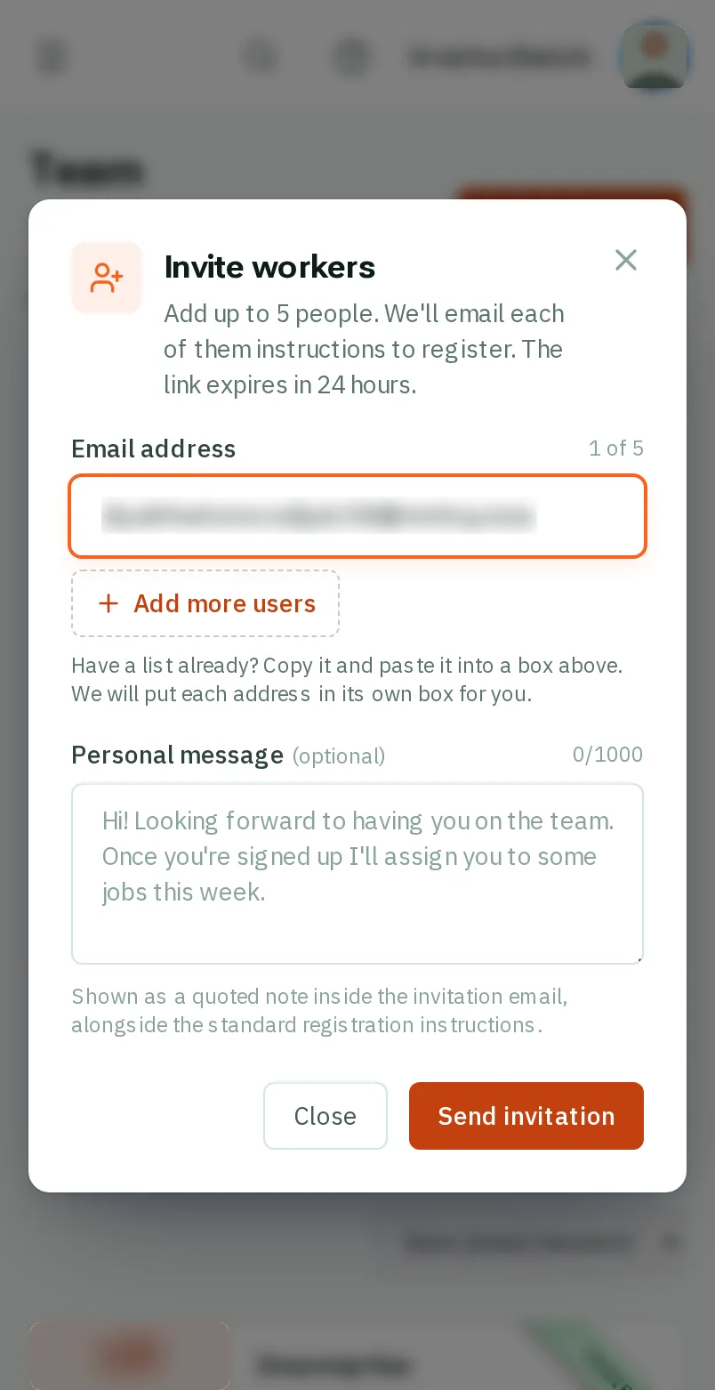 Tap Send invitation