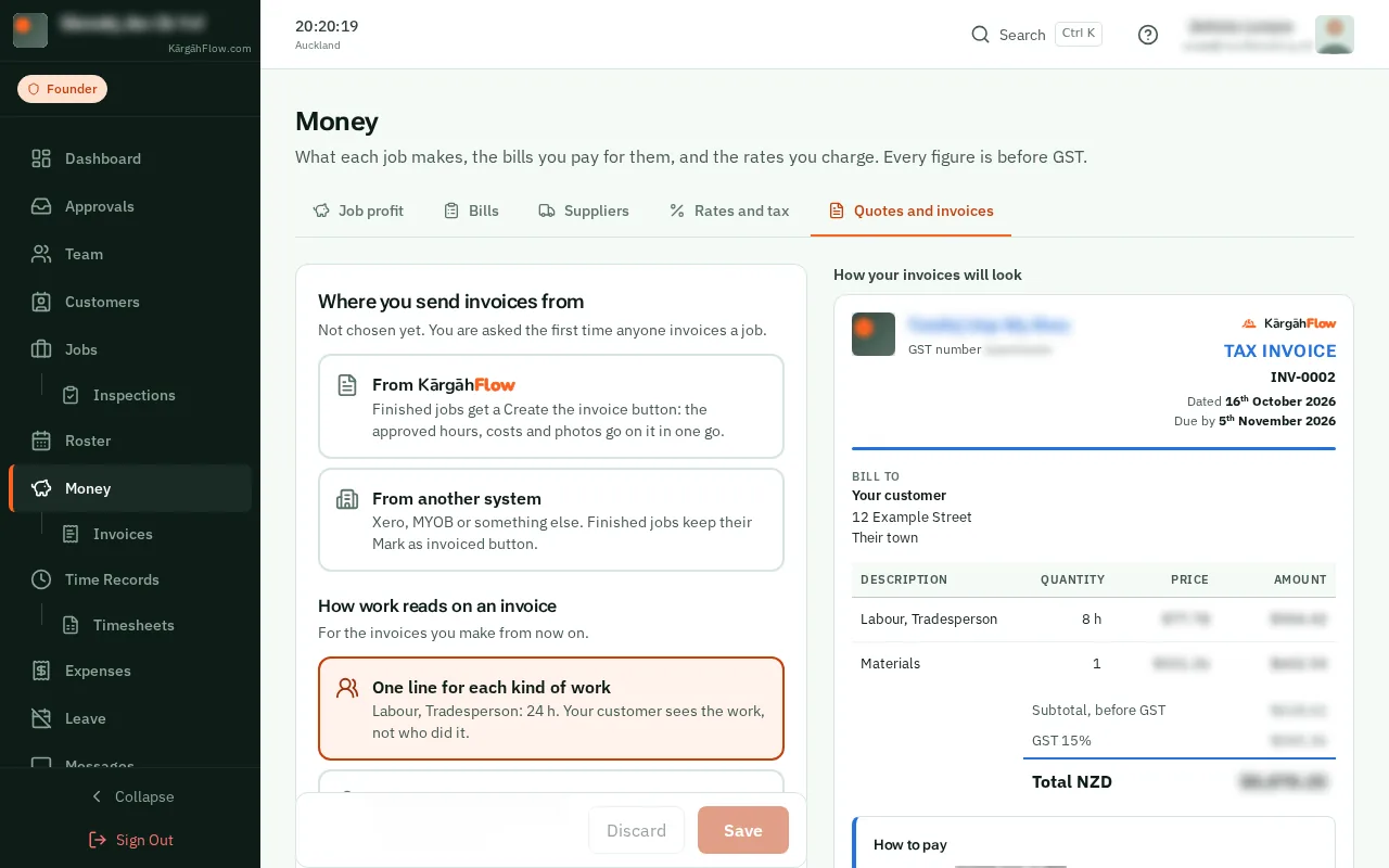 Click Quotes and invoices