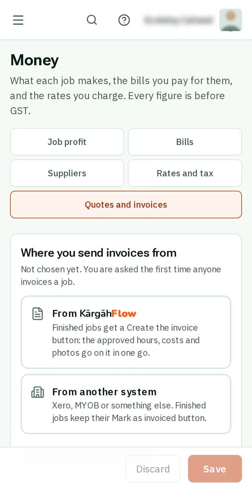 Tap Quotes and invoices