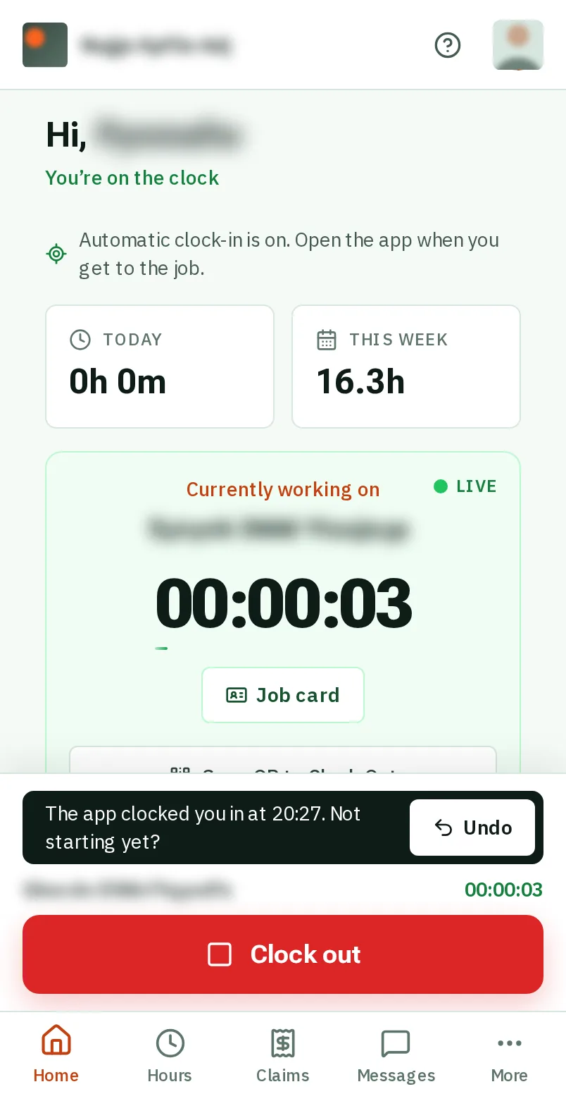 Open the app at your job