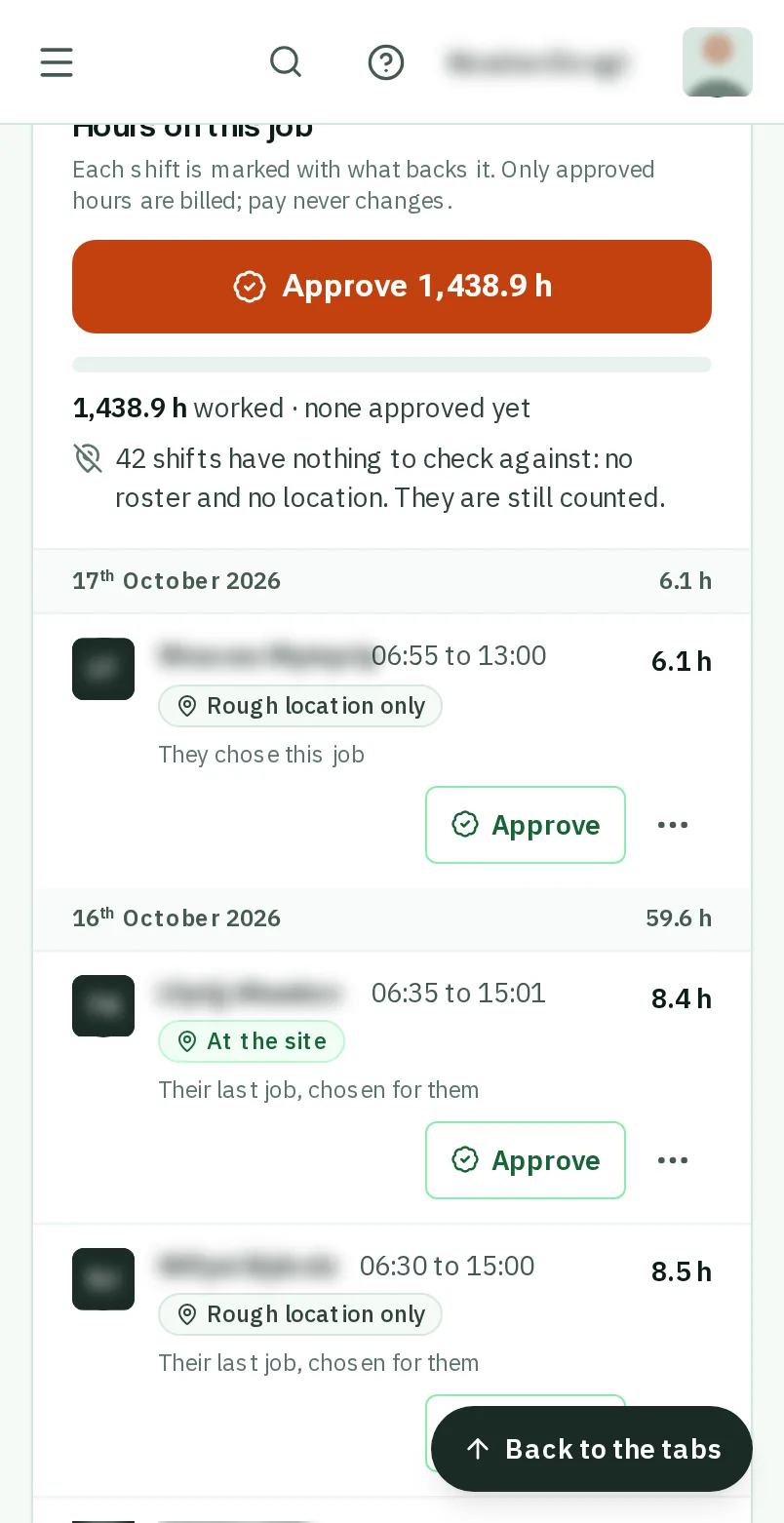 Tap the three dots beside the shift