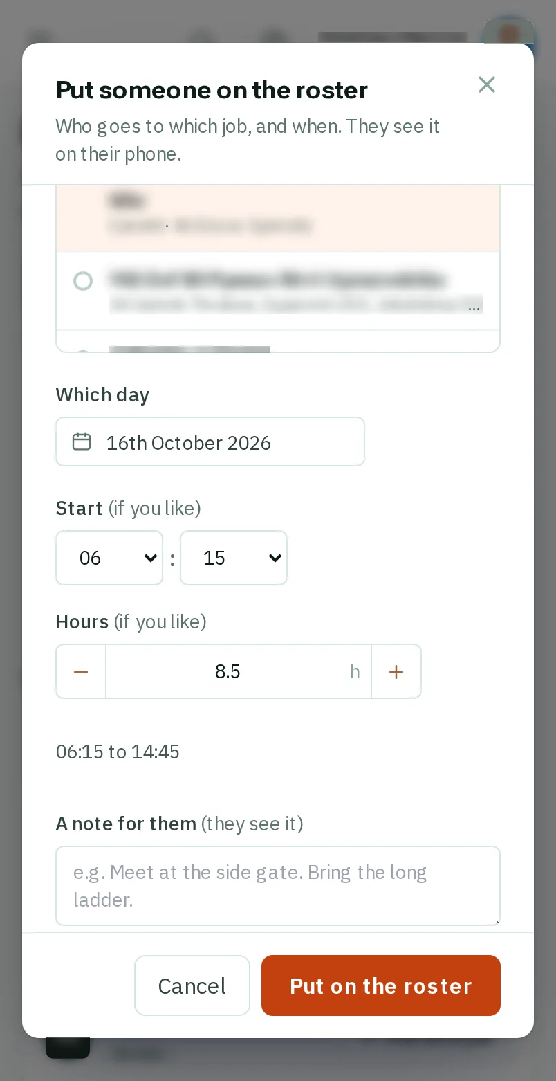 Add the time and a note