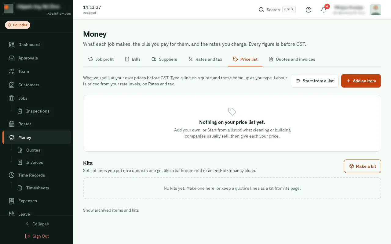 Click Price list