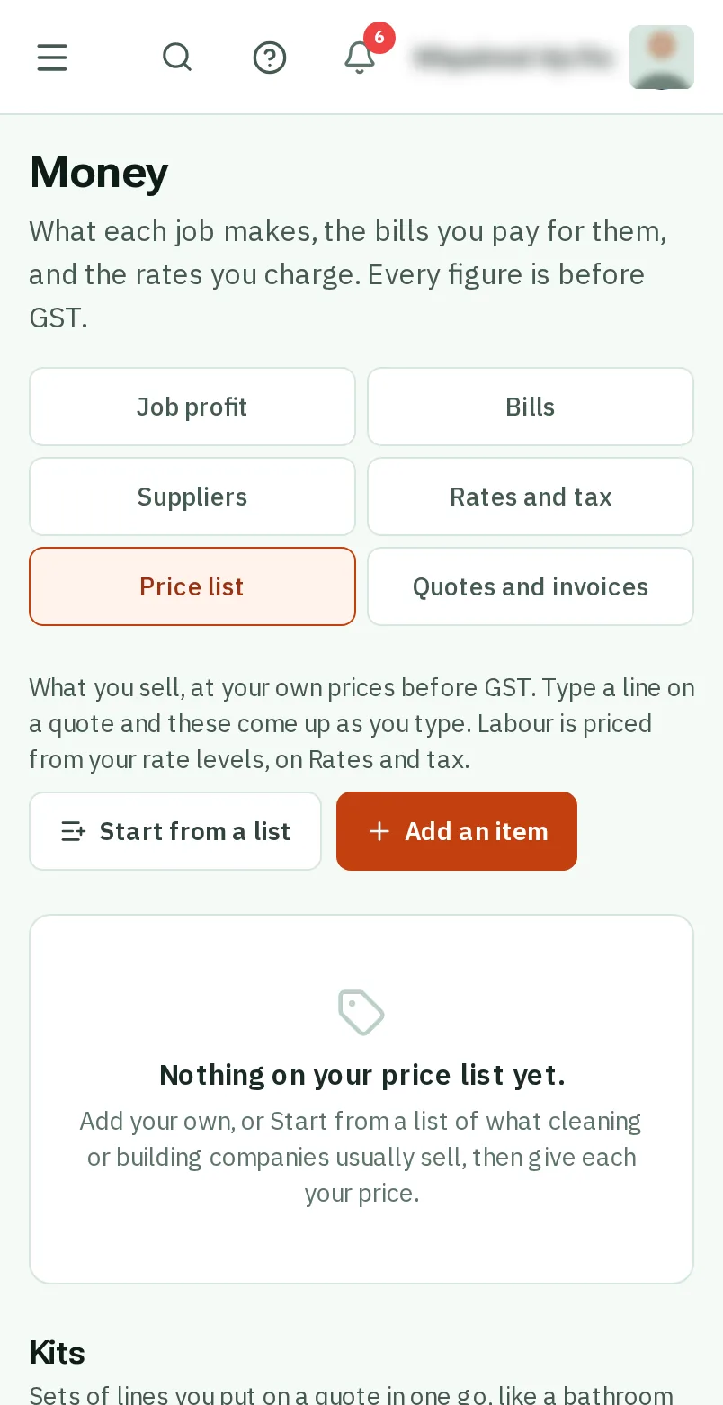 Tap Price list