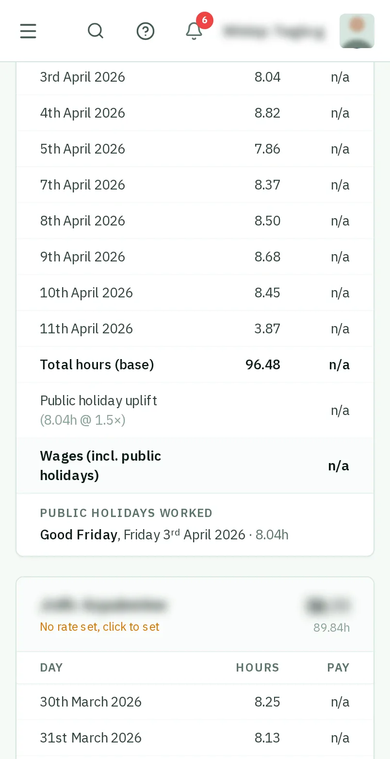 Paid right on the timesheet
