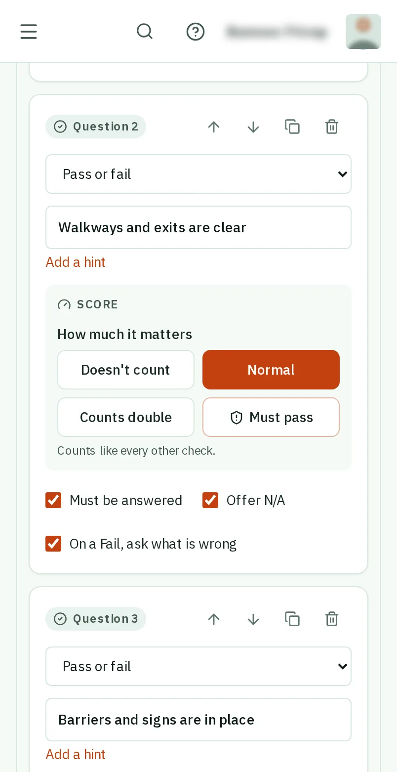 Say how much each check matters
