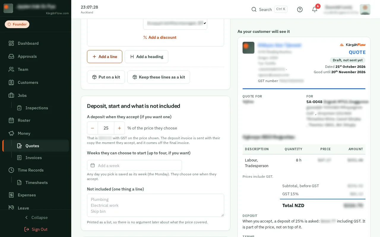 A deposit, and when you can start