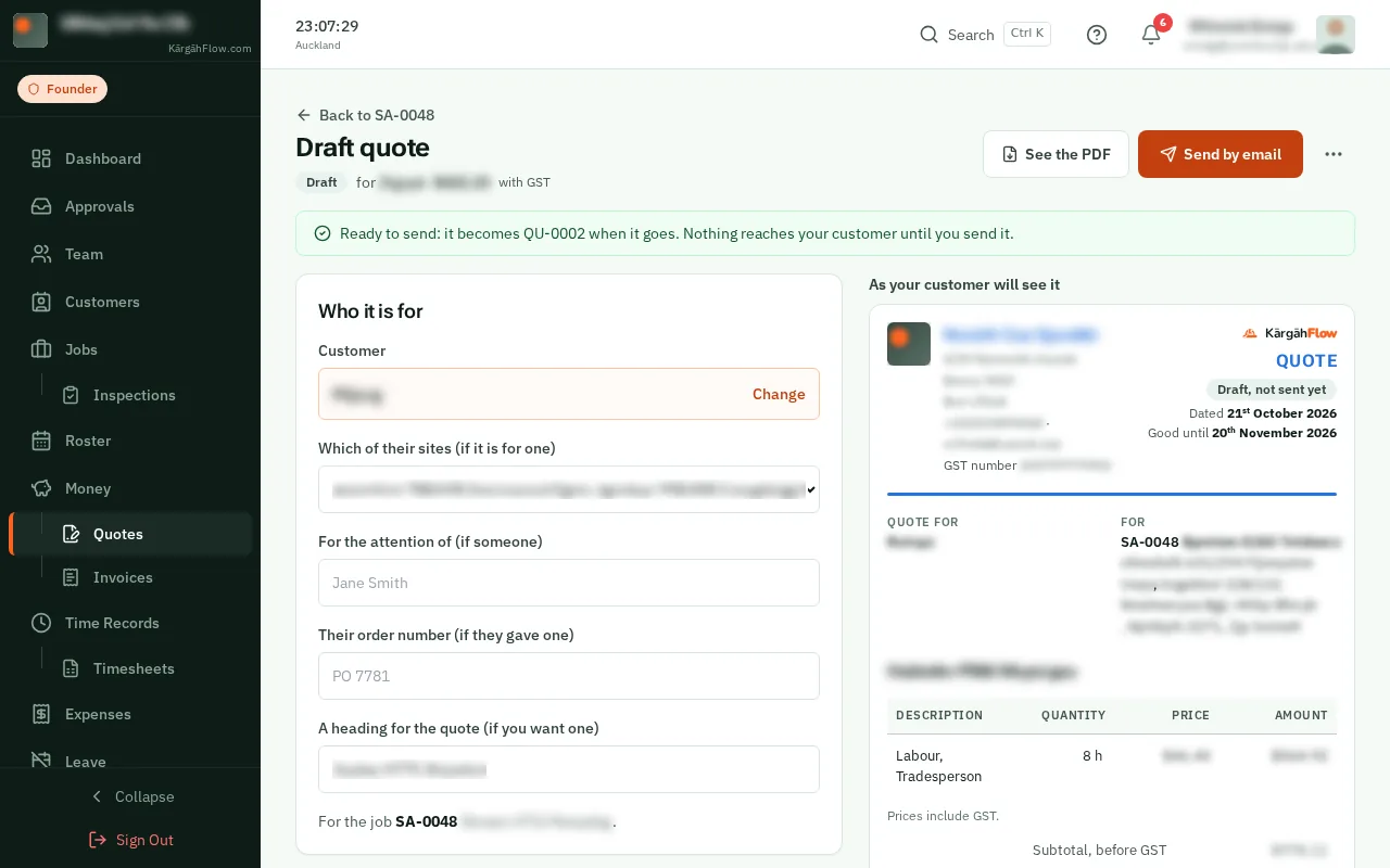 Click Send by email