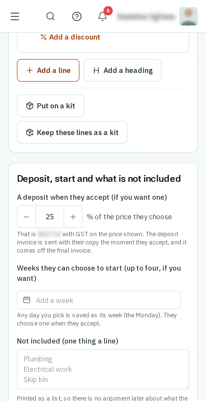 A deposit, and when you can start