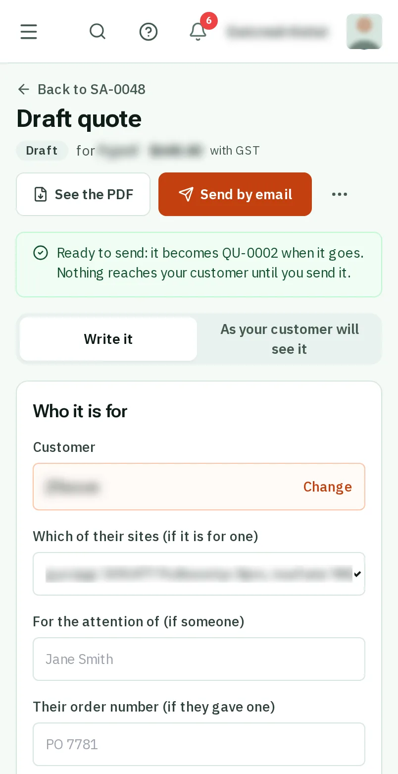 Tap Send by email