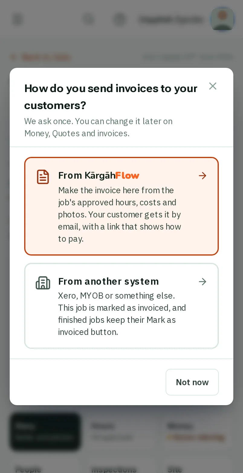 The first time: where you send invoices from