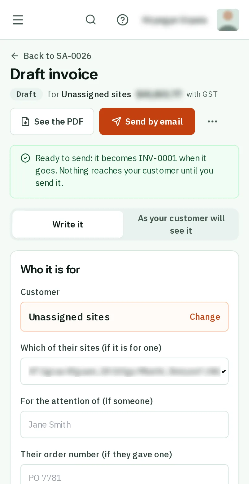 Tap Send by email