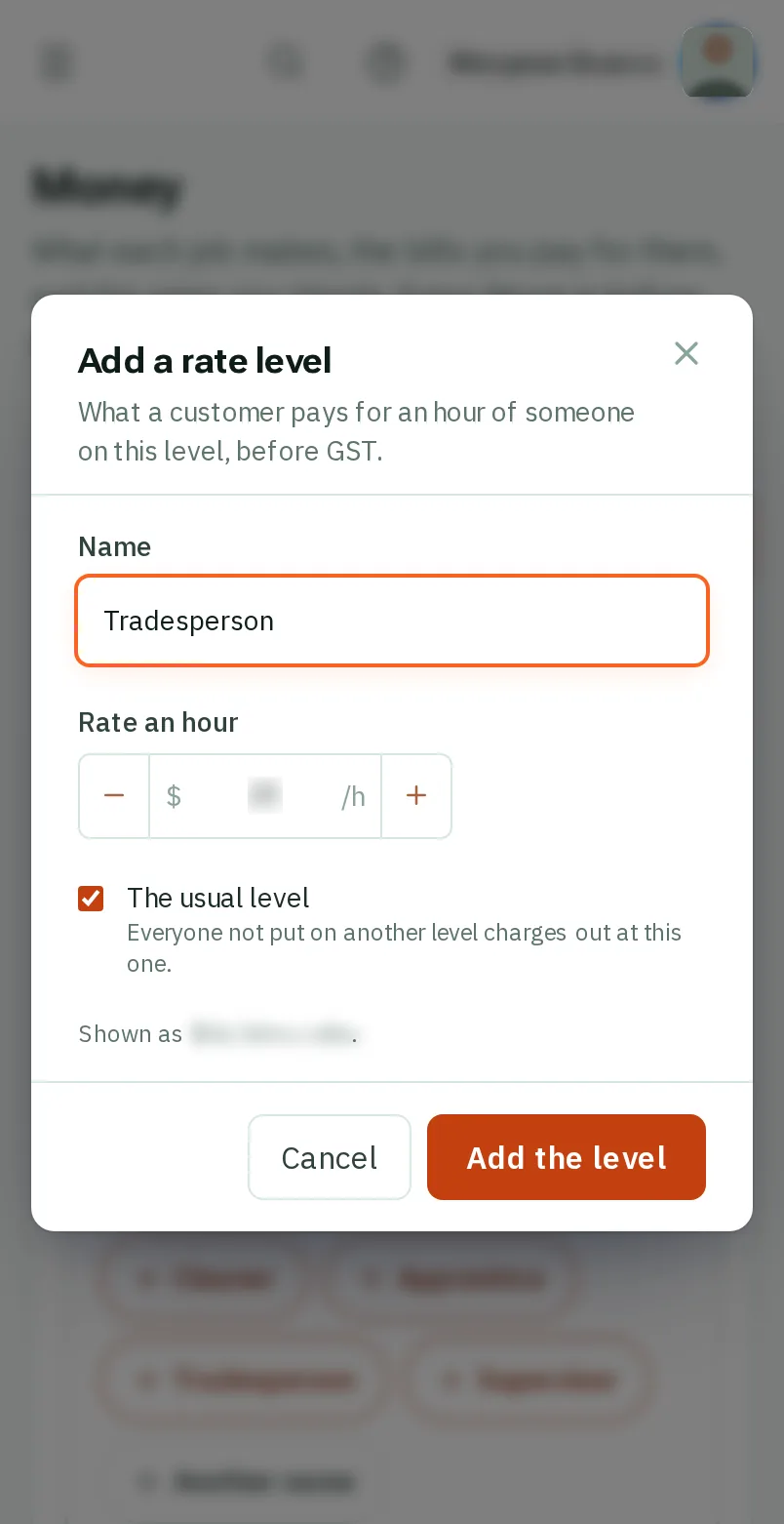 Type the rate