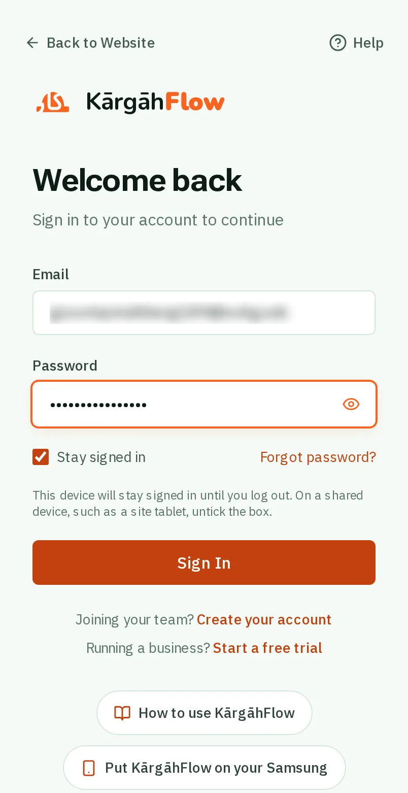 Type your password
