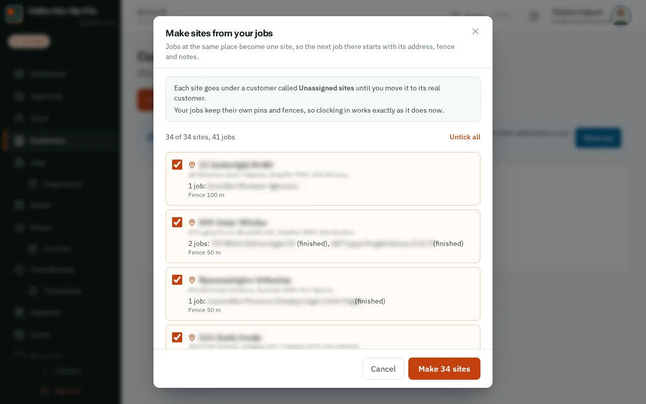 Make the sites