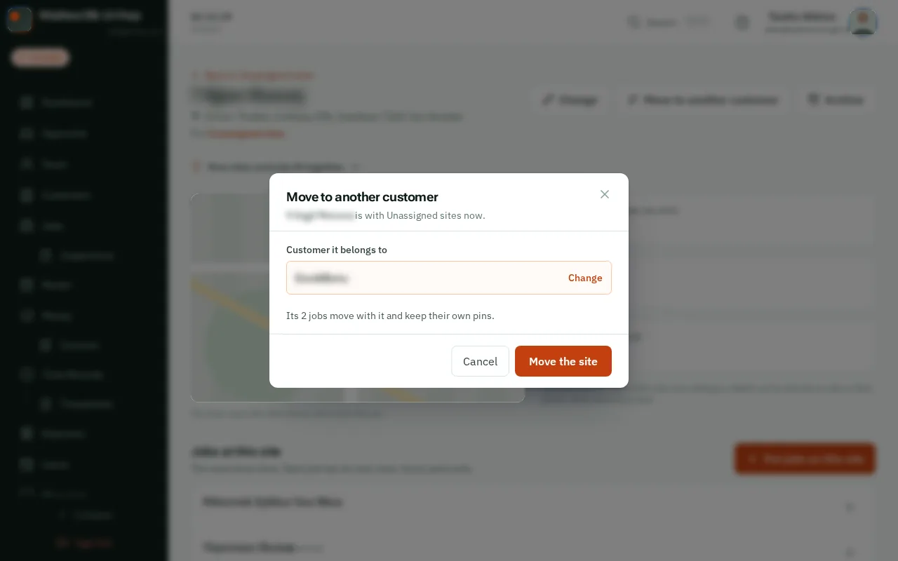 Click Move the site
