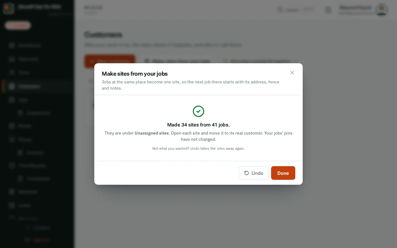 Open Unassigned sites