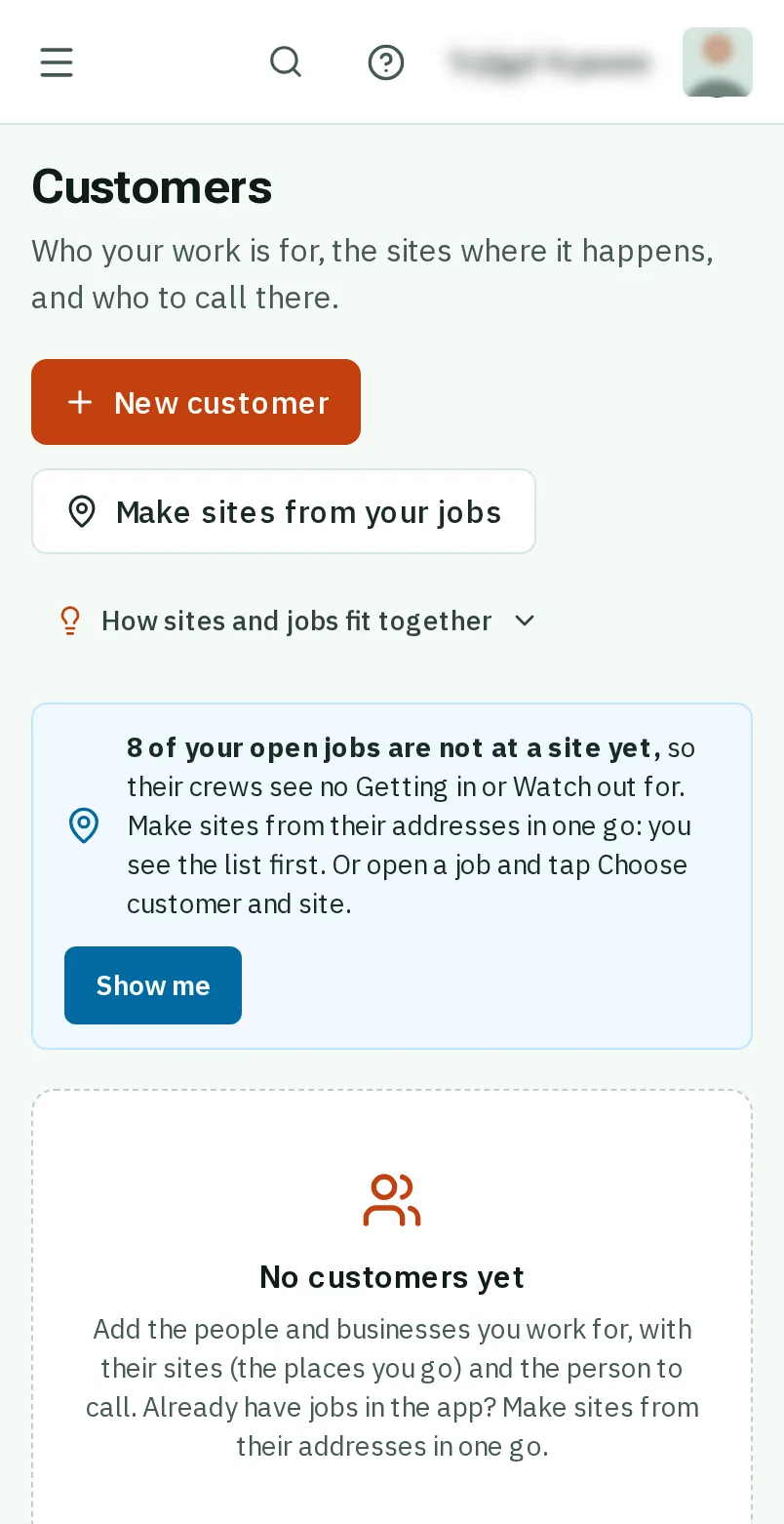 Tap Make sites from your jobs