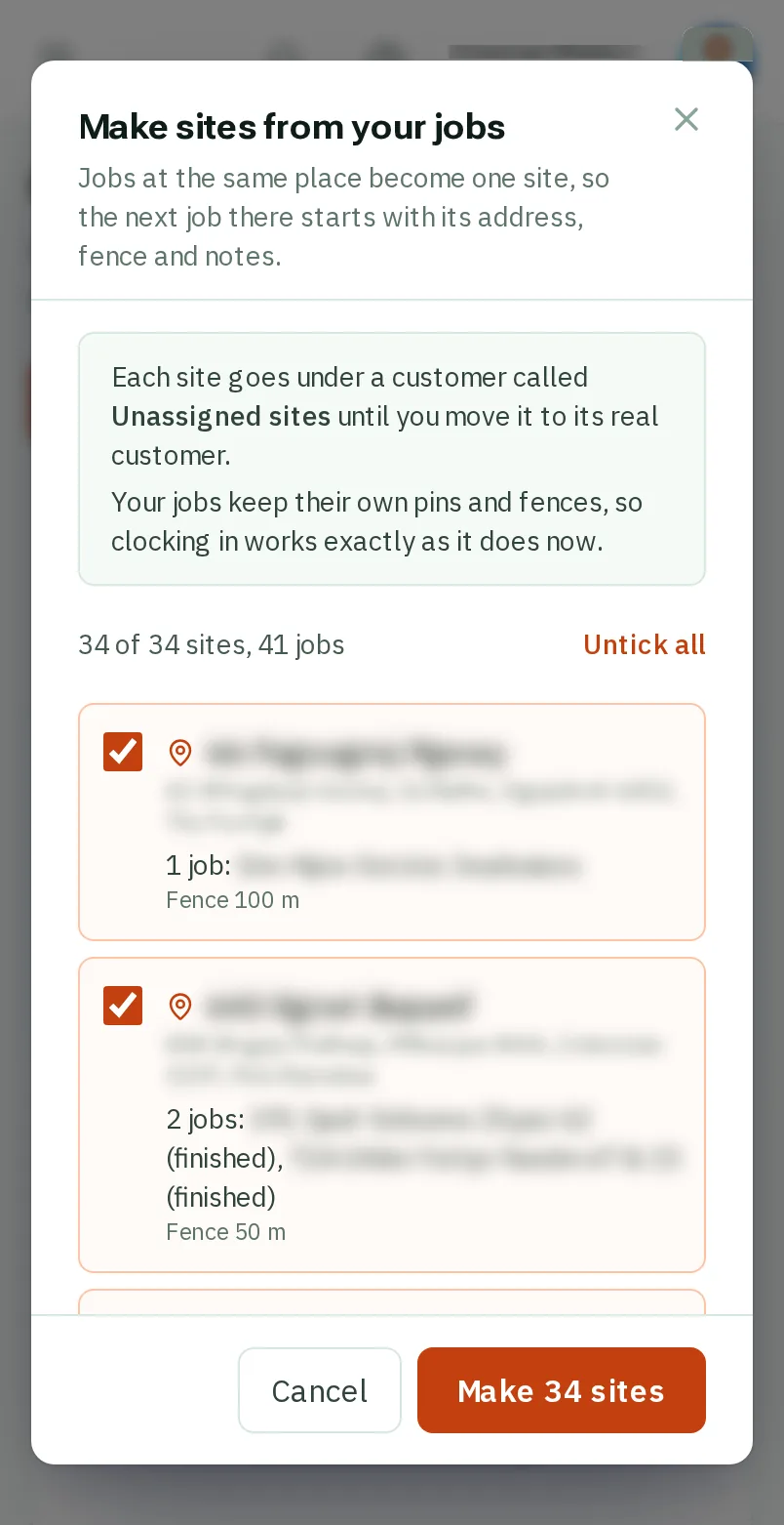 Make the sites