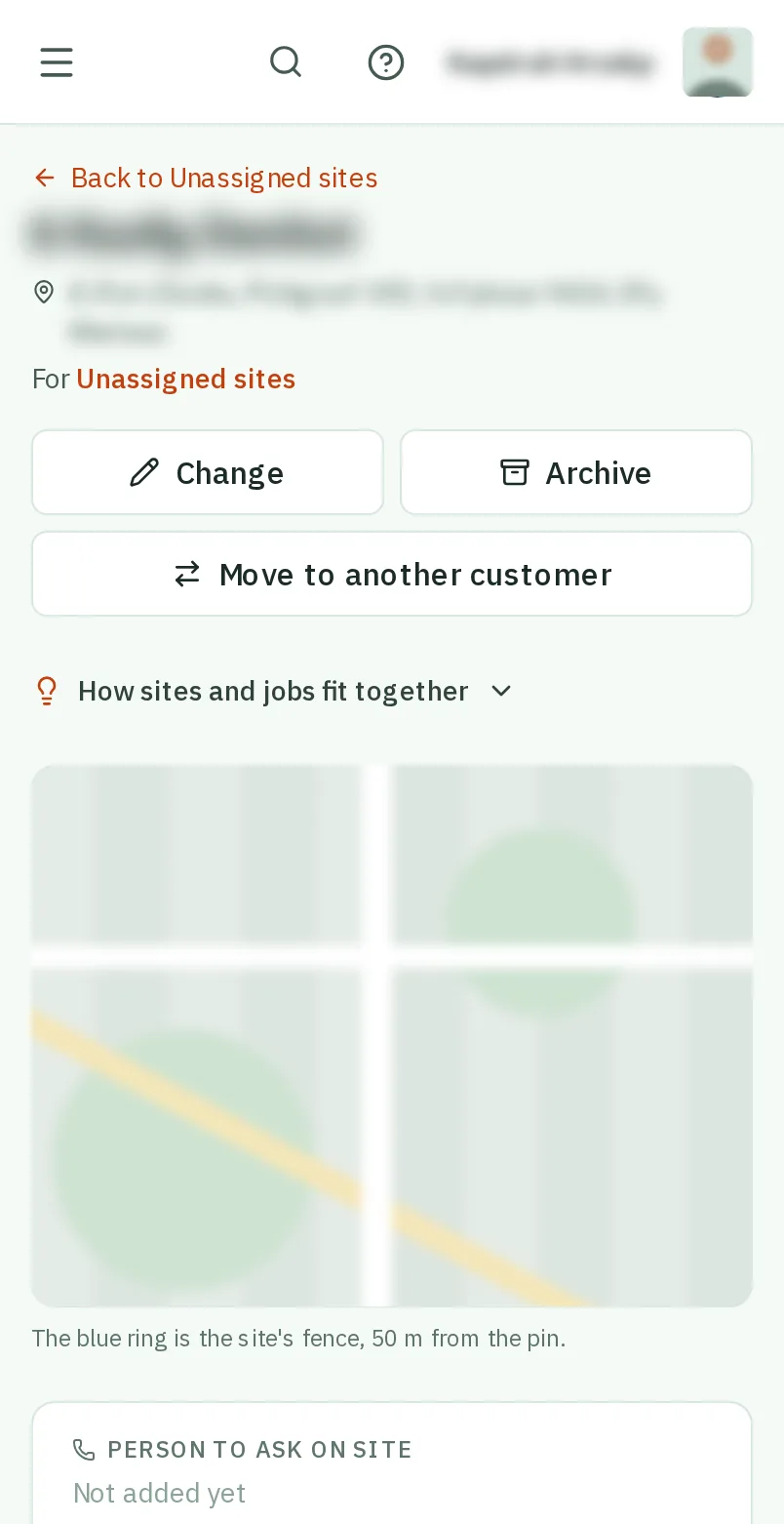 Tap Move to another customer
