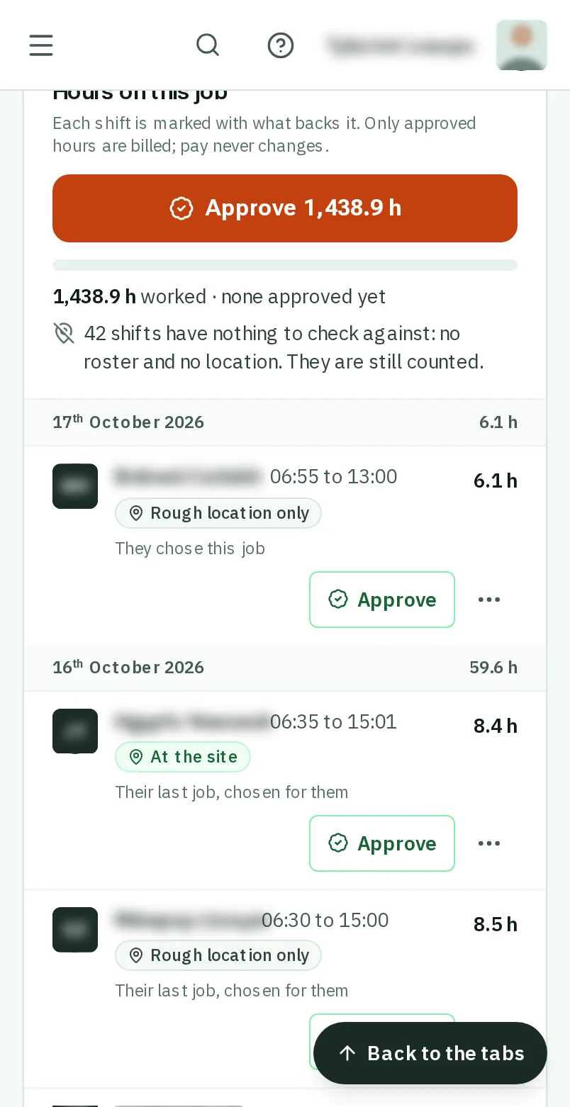 Tap the three dots beside the shift