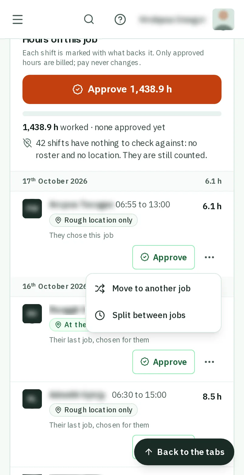Tap Split between jobs