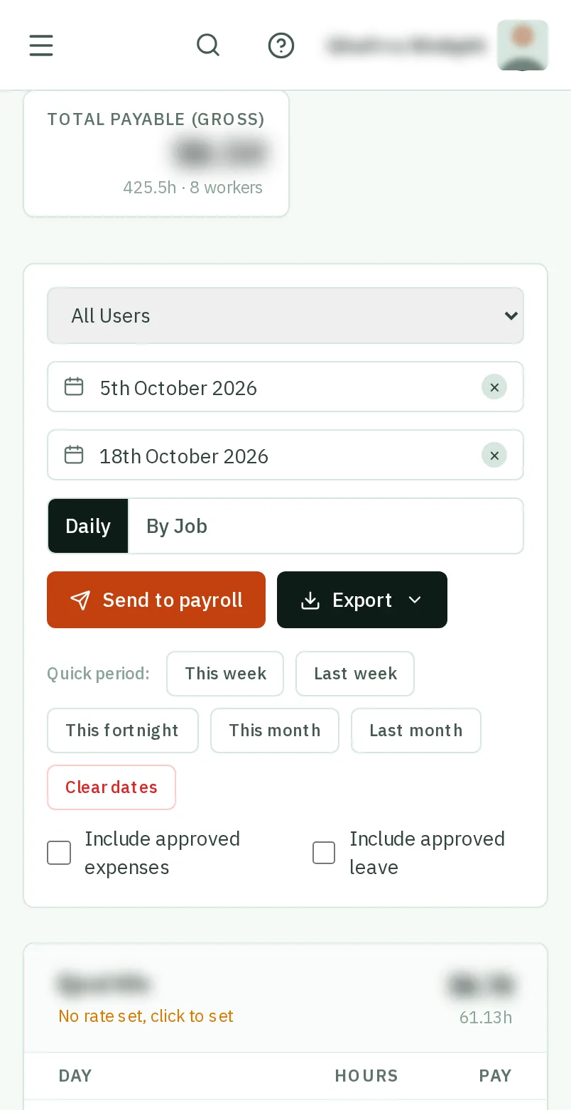 Tap Send to payroll