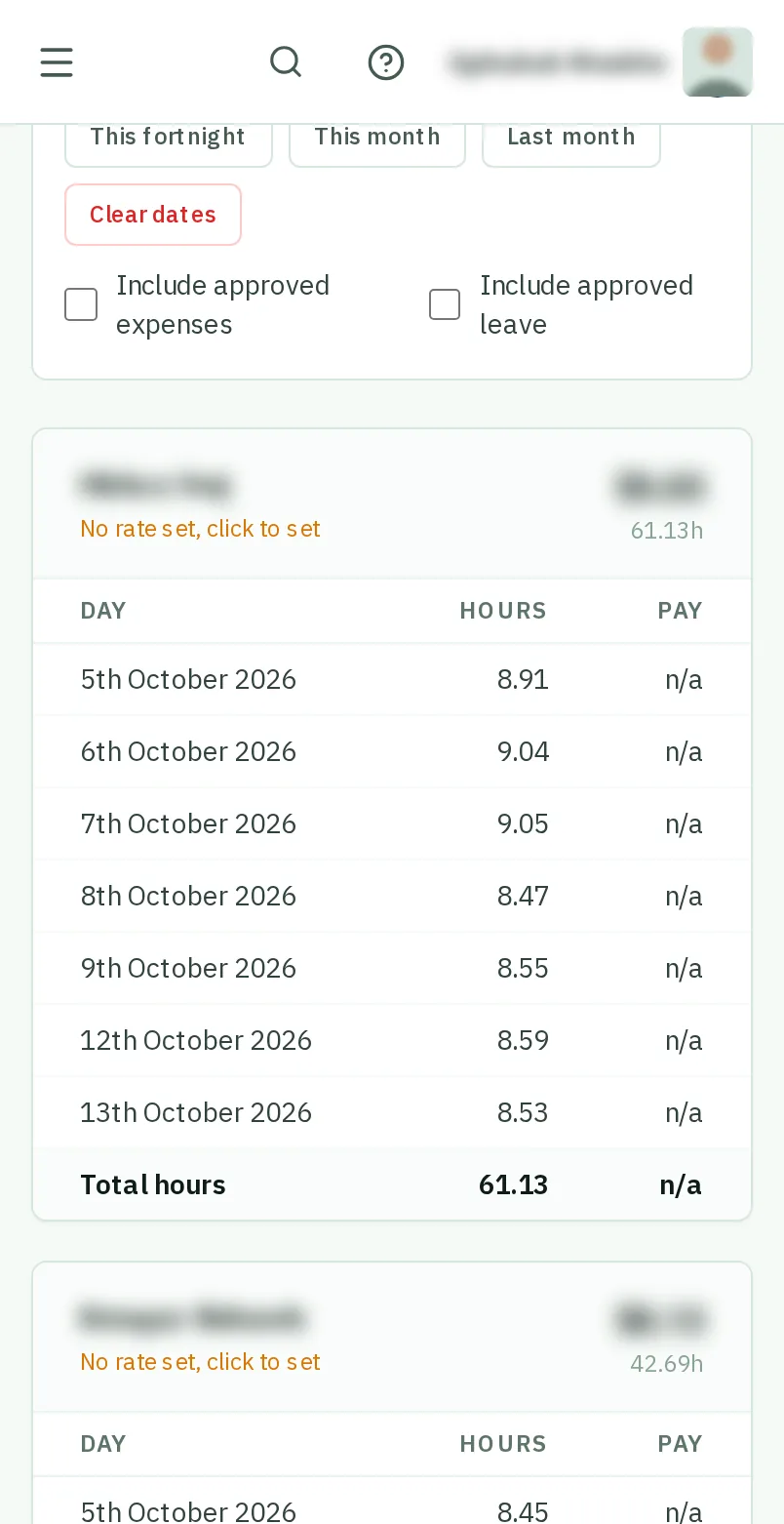Read the timesheets