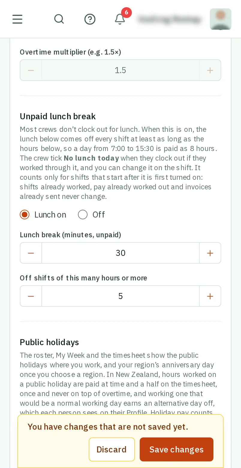 Tap Save changes