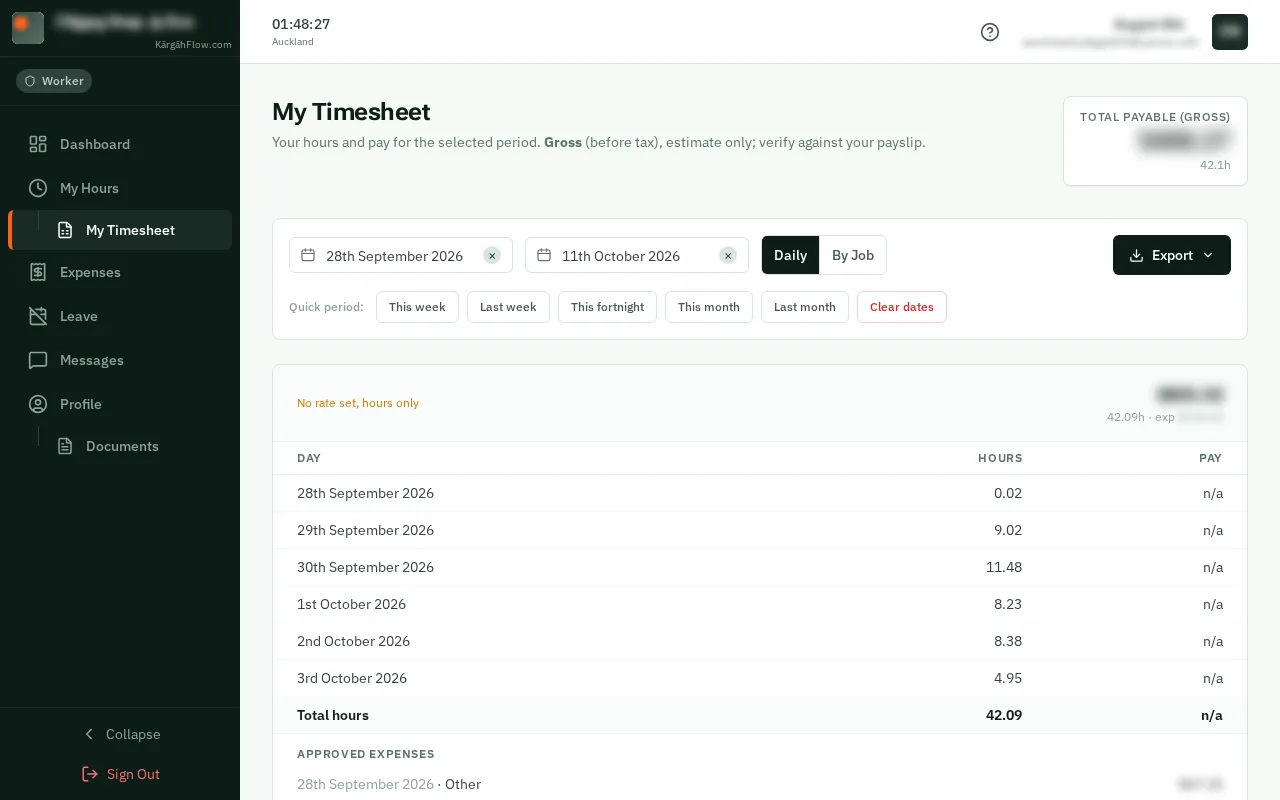 Choose the pay period